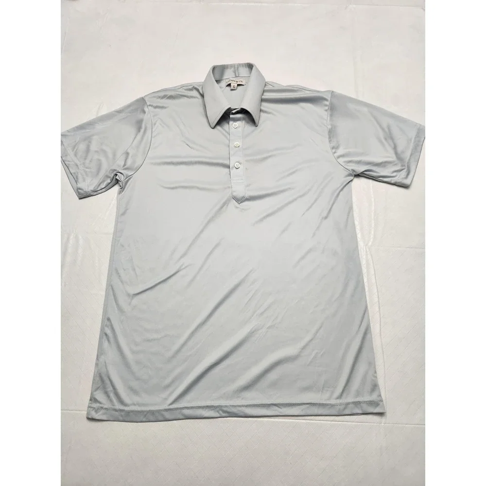 Collars & Co. Polo Shirt Mens Large Gray Dress Collar Polyester Lightweight